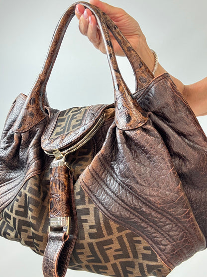 Fendi Vintage Zucca Tortuga Spy Bag — Brown