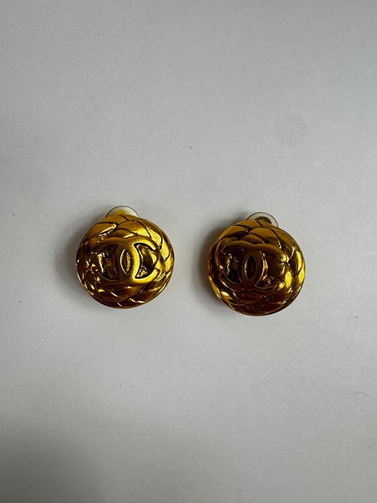 Chanel Quilted Vintage Clip On Earrings