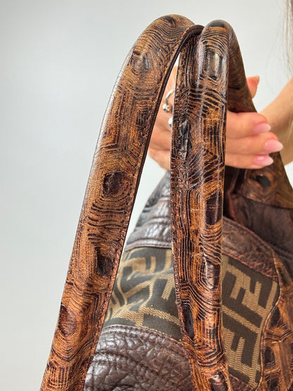 Fendi Vintage Zucca Tortuga Spy Bag — Brown
