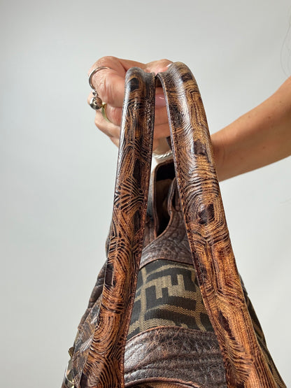 Fendi Vintage Zucca Tortuga Spy Bag — Brown