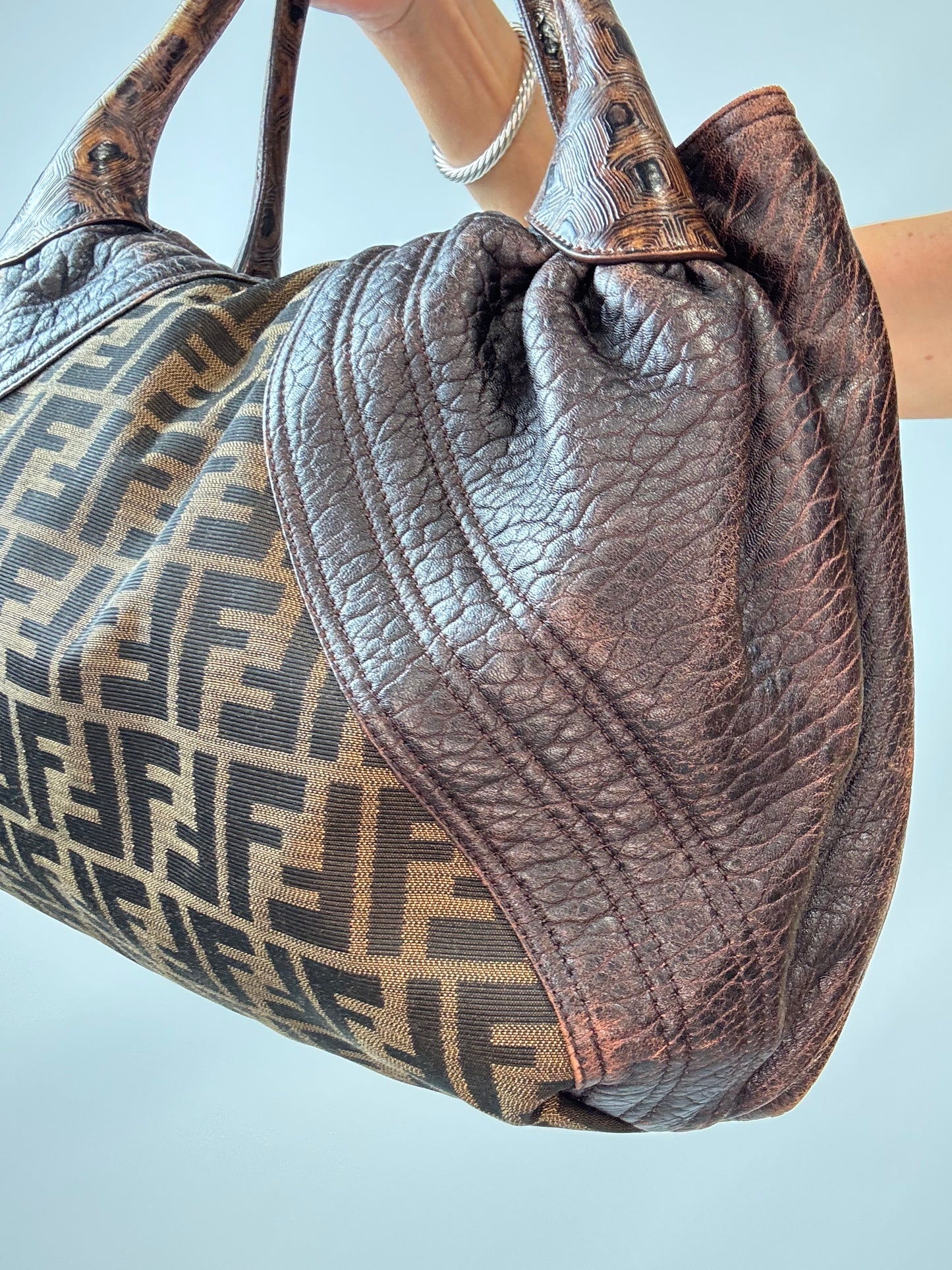 Fendi Vintage Zucca Tortuga Spy Bag — Brown