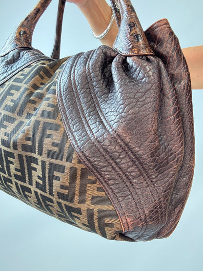 Fendi Vintage Zucca Tortuga Spy Bag — Brown