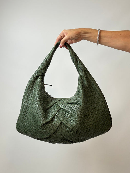 Bottega Veneta Intrecciato Large Knot Hobo — Olive Green Nappa Leather