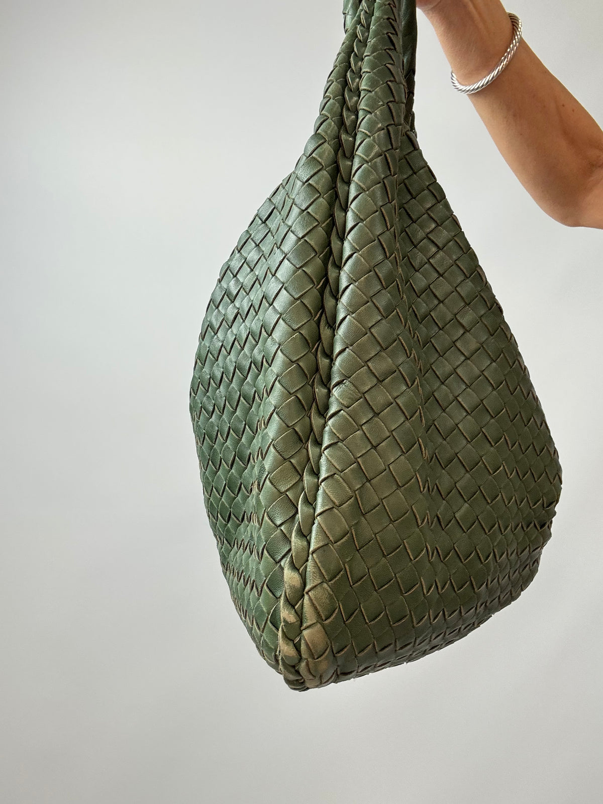 Bottega Veneta Intrecciato Large Knot Hobo — Olive Green Nappa Leather