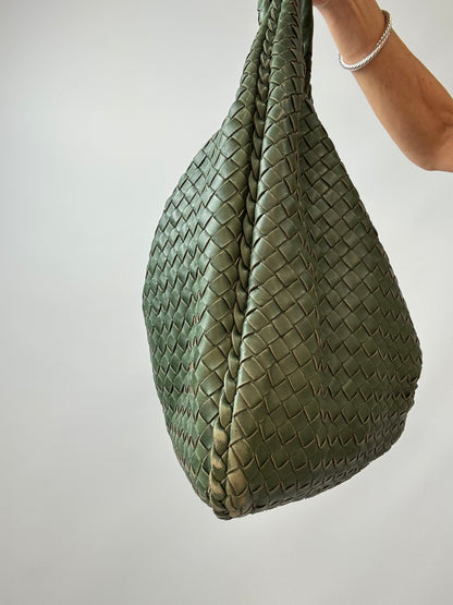 Bottega Veneta Intrecciato Large Knot Hobo — Olive Green Nappa Leather