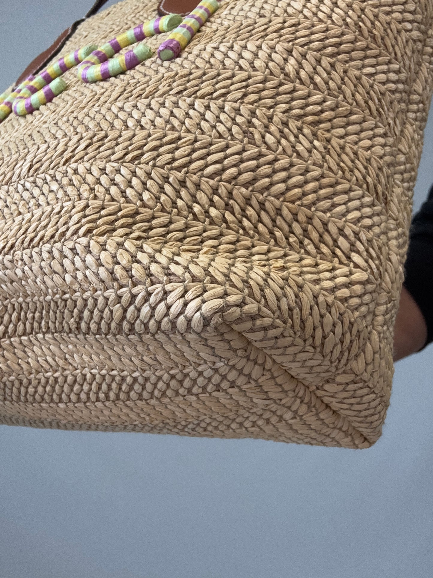 Gucci Logo Raffia Tote