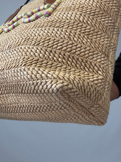Gucci Logo Raffia Tote