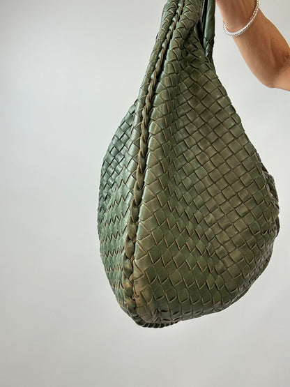 Bottega Veneta Intrecciato Large Knot Hobo — Olive Green Nappa Leather