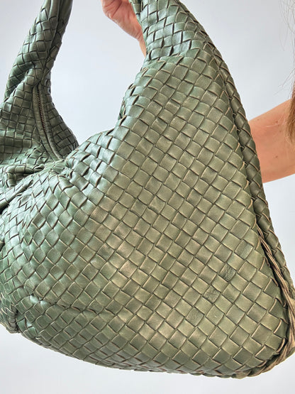 Bottega Veneta Intrecciato Large Knot Hobo — Olive Green Nappa Leather