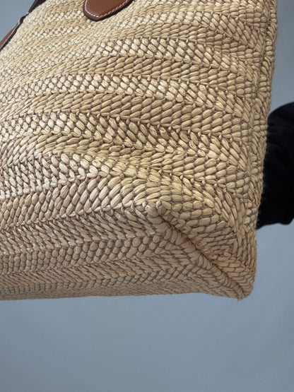 Gucci Logo Raffia Tote