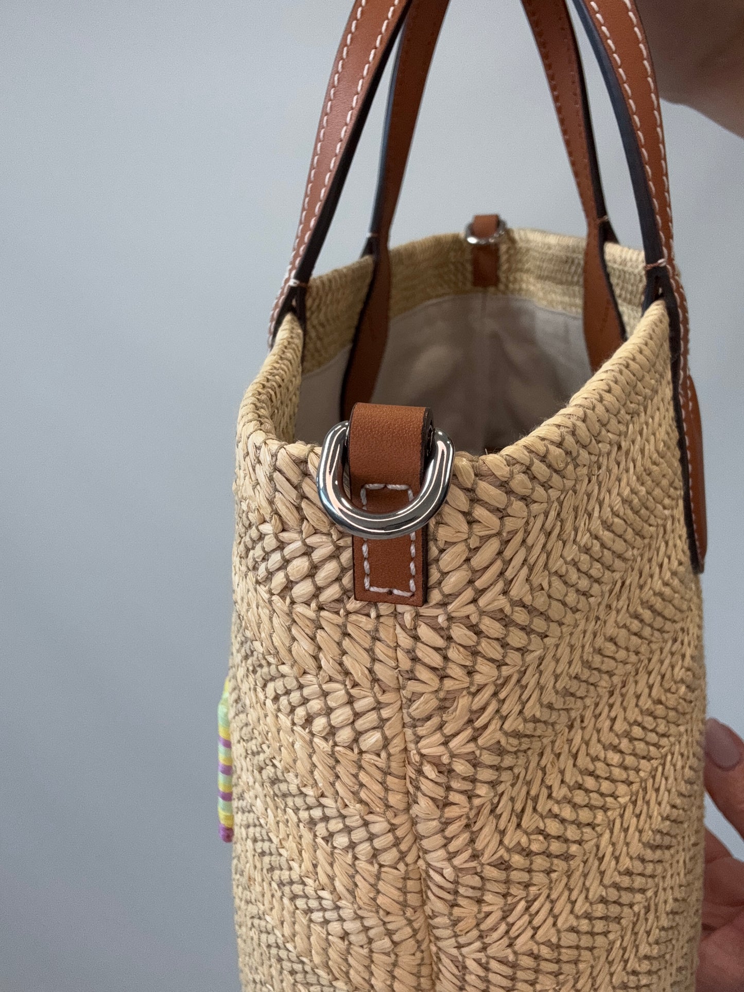 Gucci Logo Raffia Tote