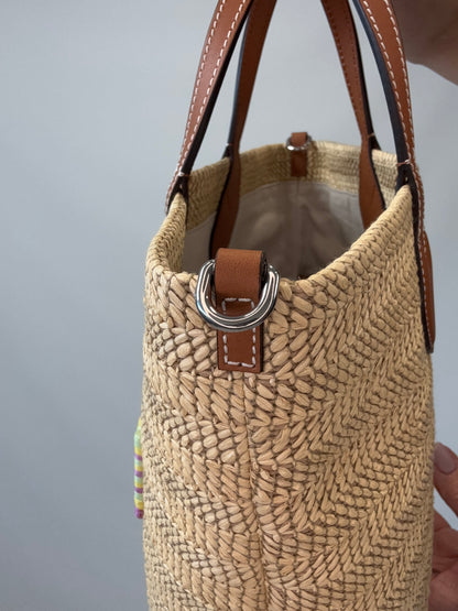 Gucci Logo Raffia Tote