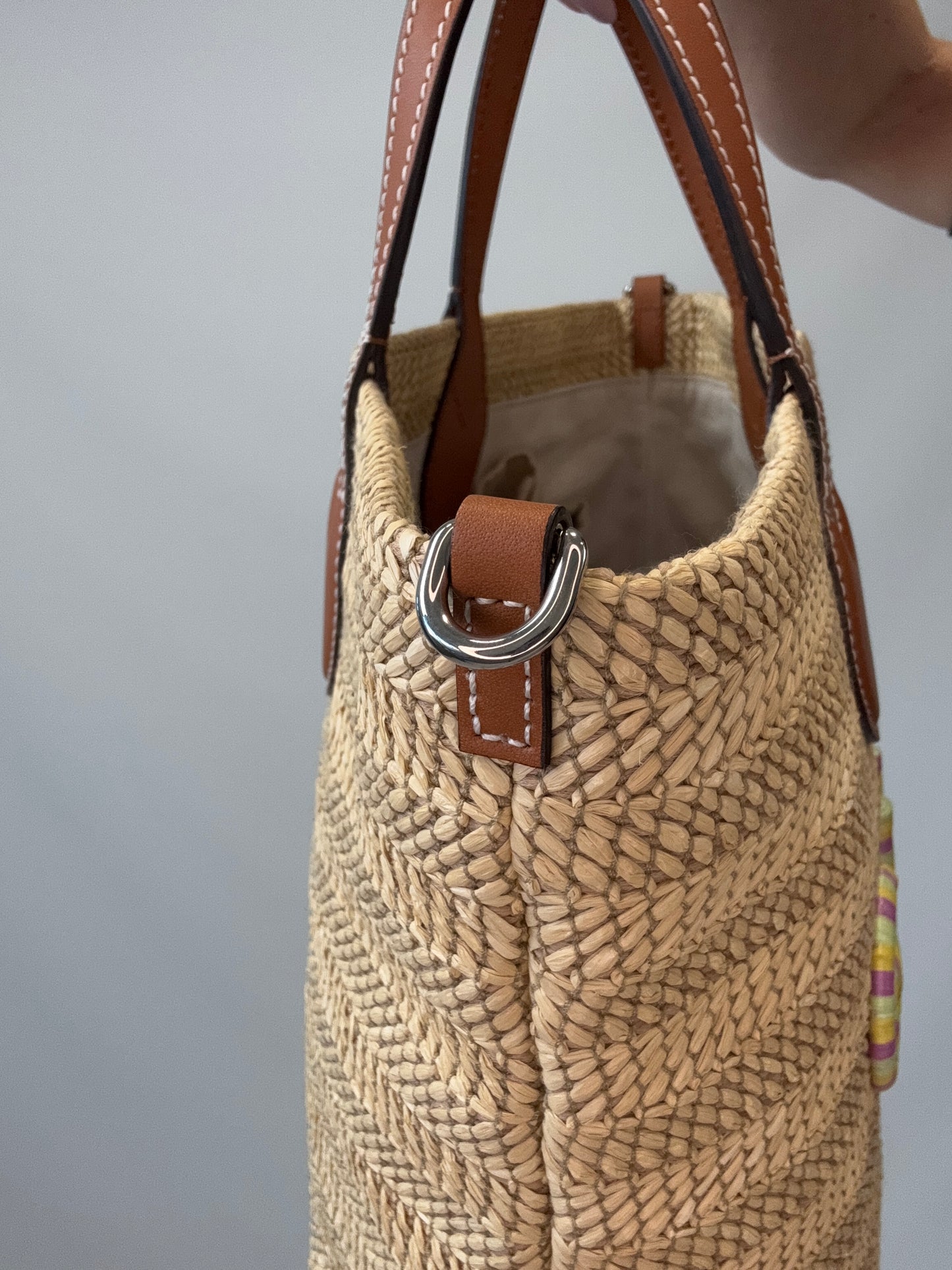 Gucci Logo Raffia Tote