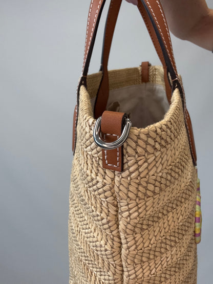 Gucci Logo Raffia Tote