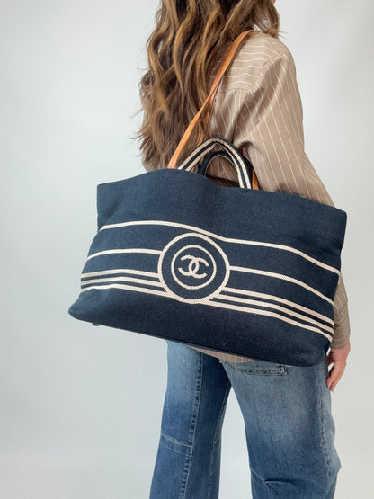 Chanel Denim Large Shopping Tote