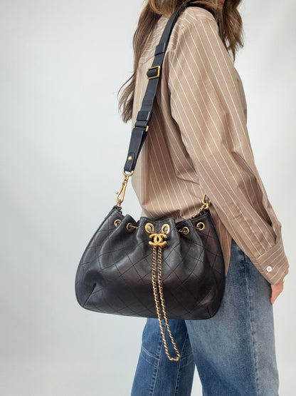 Chanel Quilted Drawstring Bucket