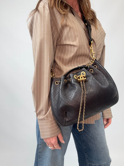 Chanel Quilted Drawstring Bucket