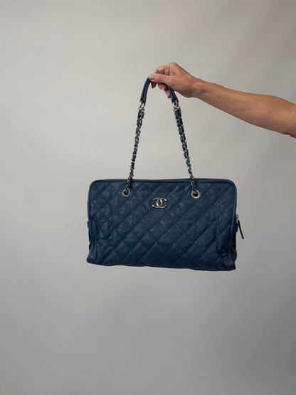 Chanel Caviar Large Quilted Tote - Blue
