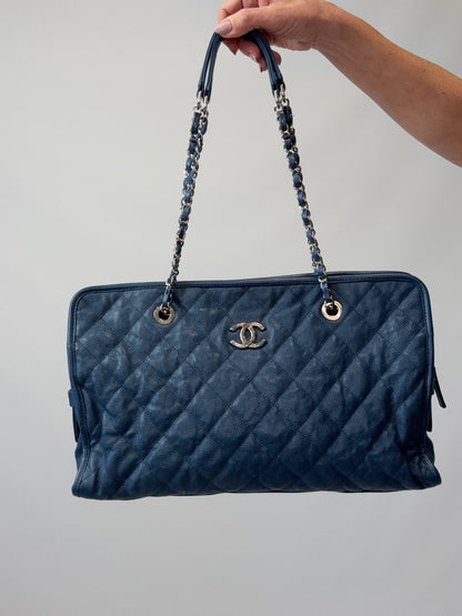 Chanel Caviar Large Quilted Tote - Blue