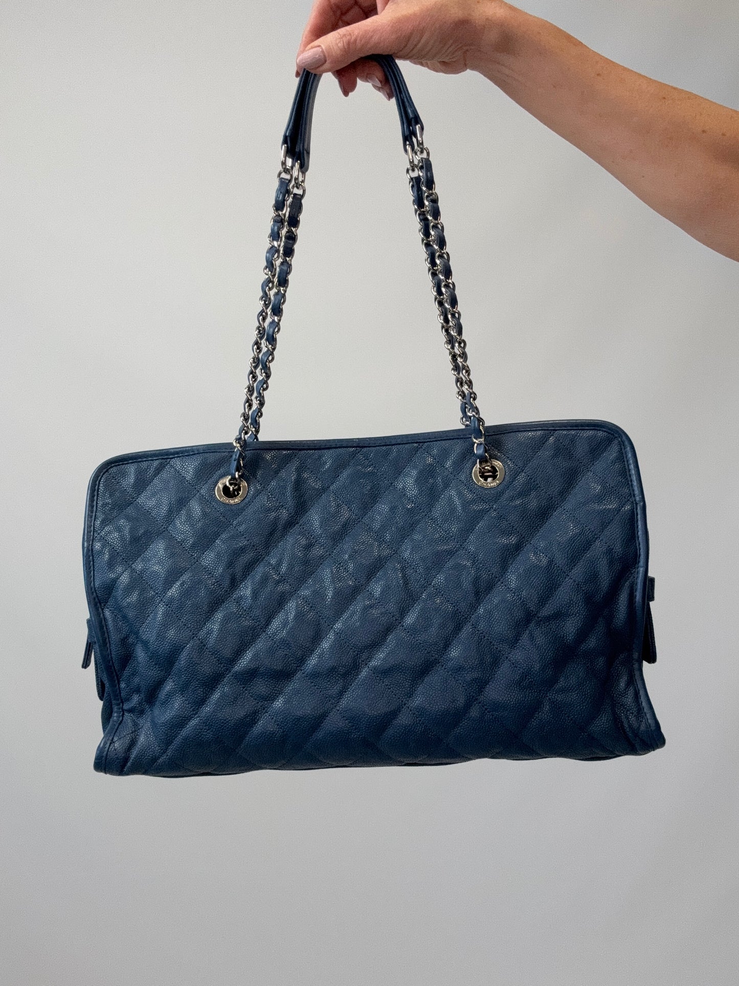 Chanel Caviar Large Quilted Tote - Blue