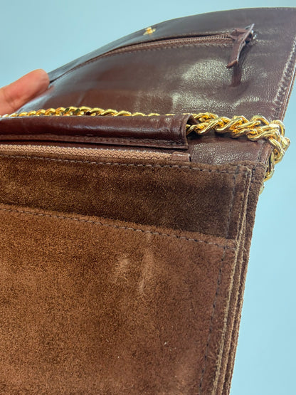Chanel 1994–1996 Timeless CC Suede Wallet on Chain — Brown