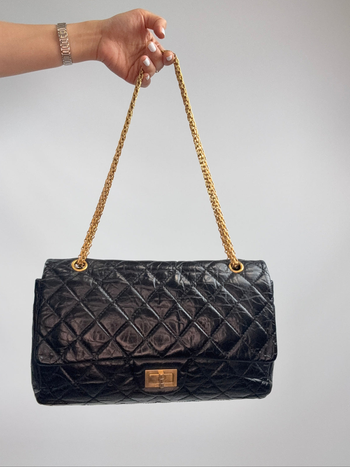 Chanel 2010–2011 2.55 Reissue 227 Double Flap Bag — Black.