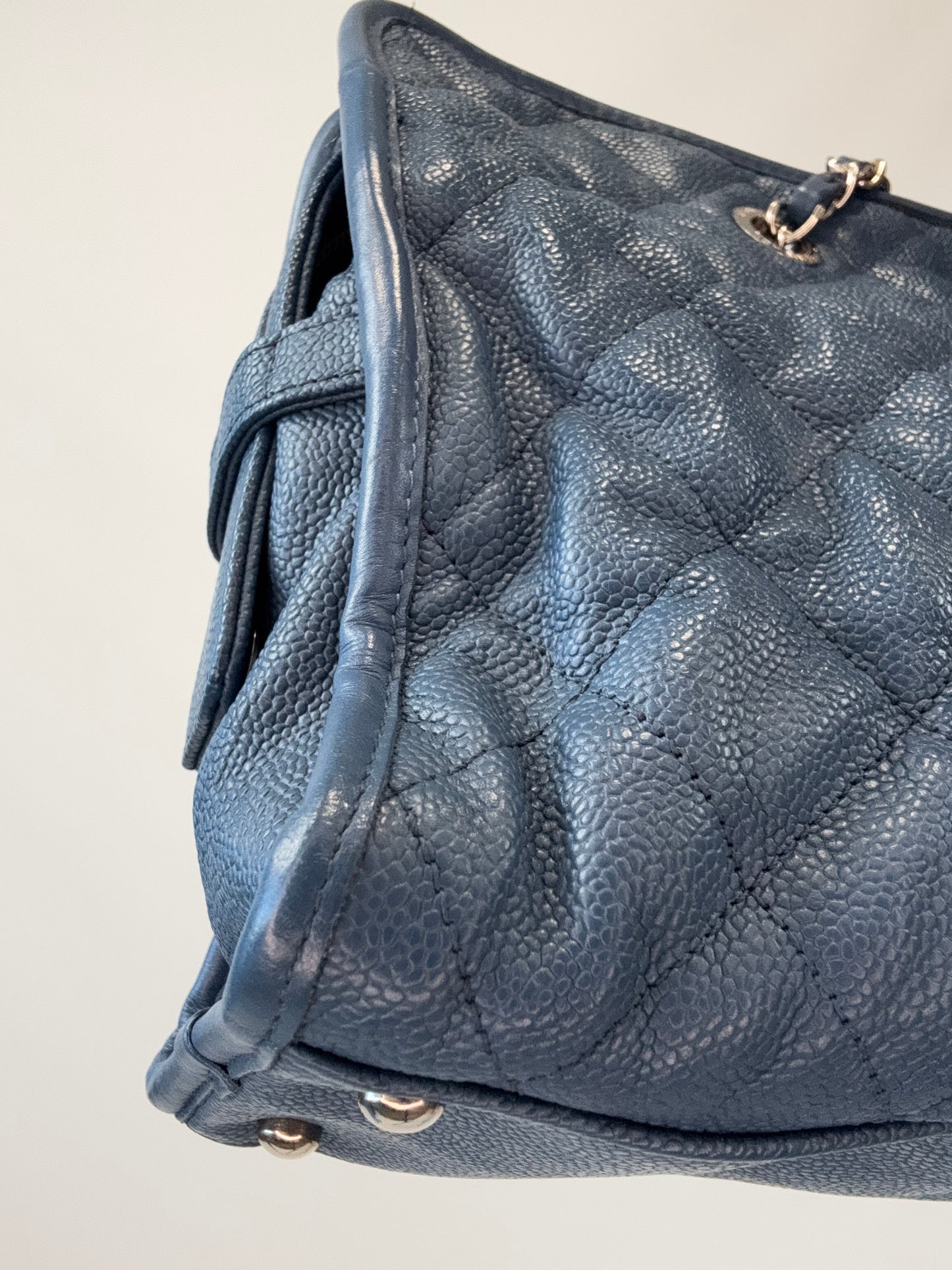 Chanel Caviar Large Quilted Tote - Blue
