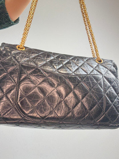 Chanel 2010–2011 2.55 Reissue 227 Double Flap Bag — Black.