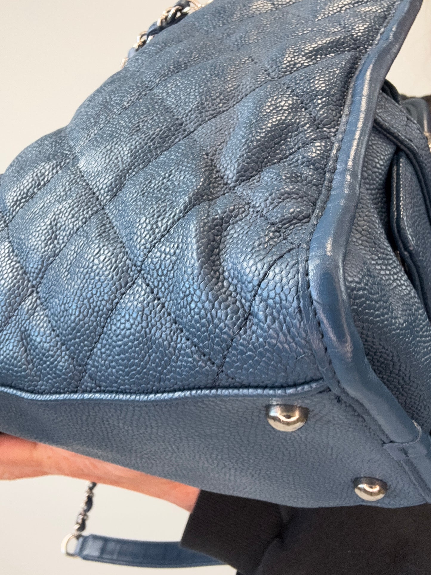 Chanel Caviar Large Quilted Tote - Blue
