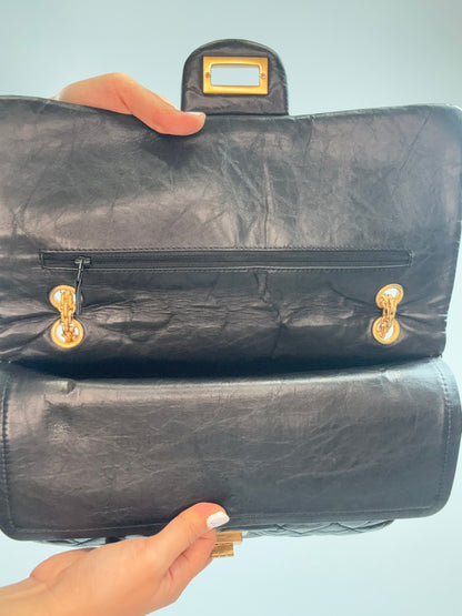 Chanel 2010–2011 2.55 Reissue 227 Double Flap Bag — Black.