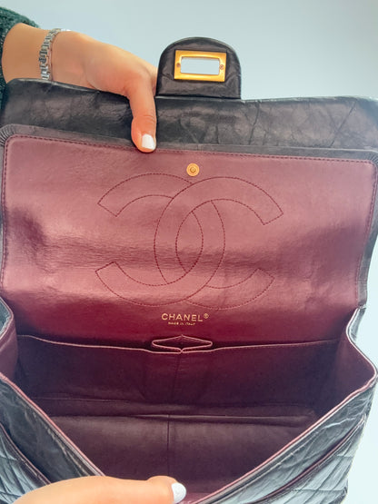 Chanel 2010–2011 2.55 Reissue 227 Double Flap Bag — Black.