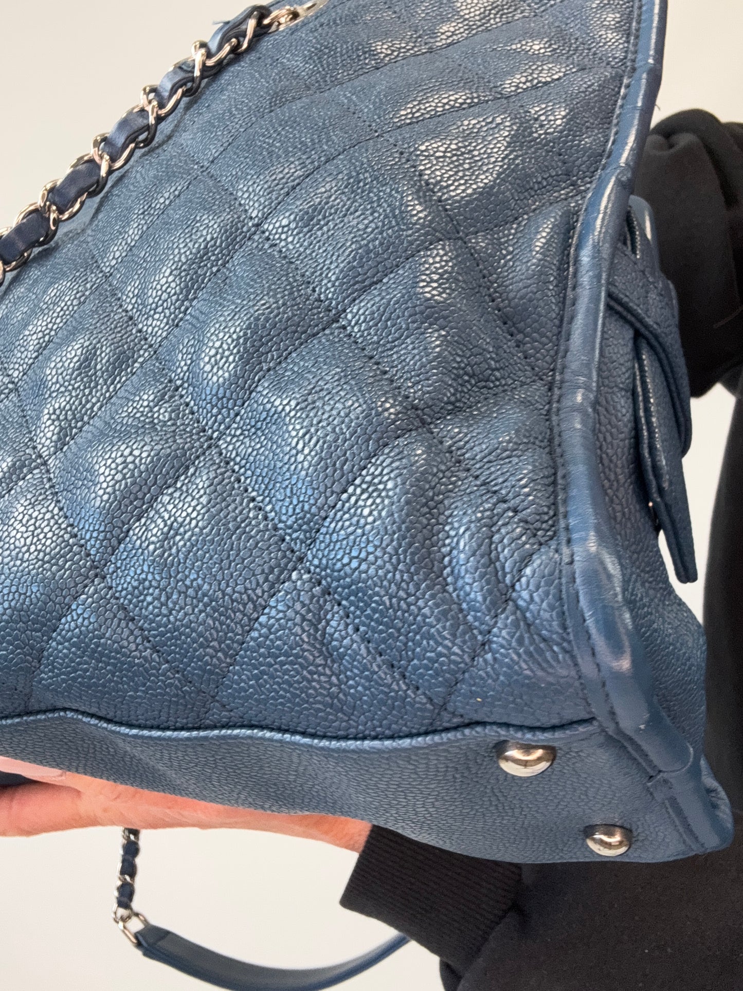 Chanel Caviar Large Quilted Tote - Blue