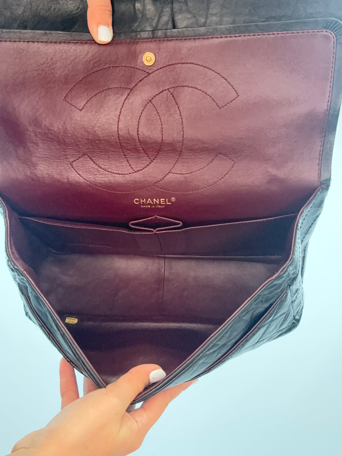 Chanel 2010–2011 2.55 Reissue 227 Double Flap Bag — Black.