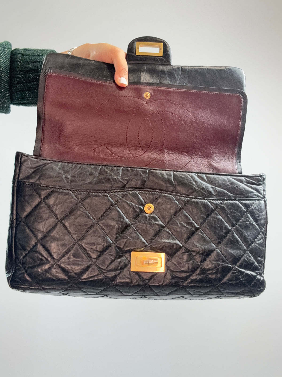 Chanel 2010–2011 2.55 Reissue 227 Double Flap Bag — Black.