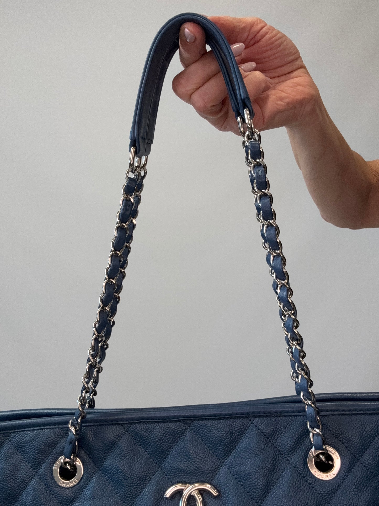 Chanel Caviar Large Quilted Tote - Blue