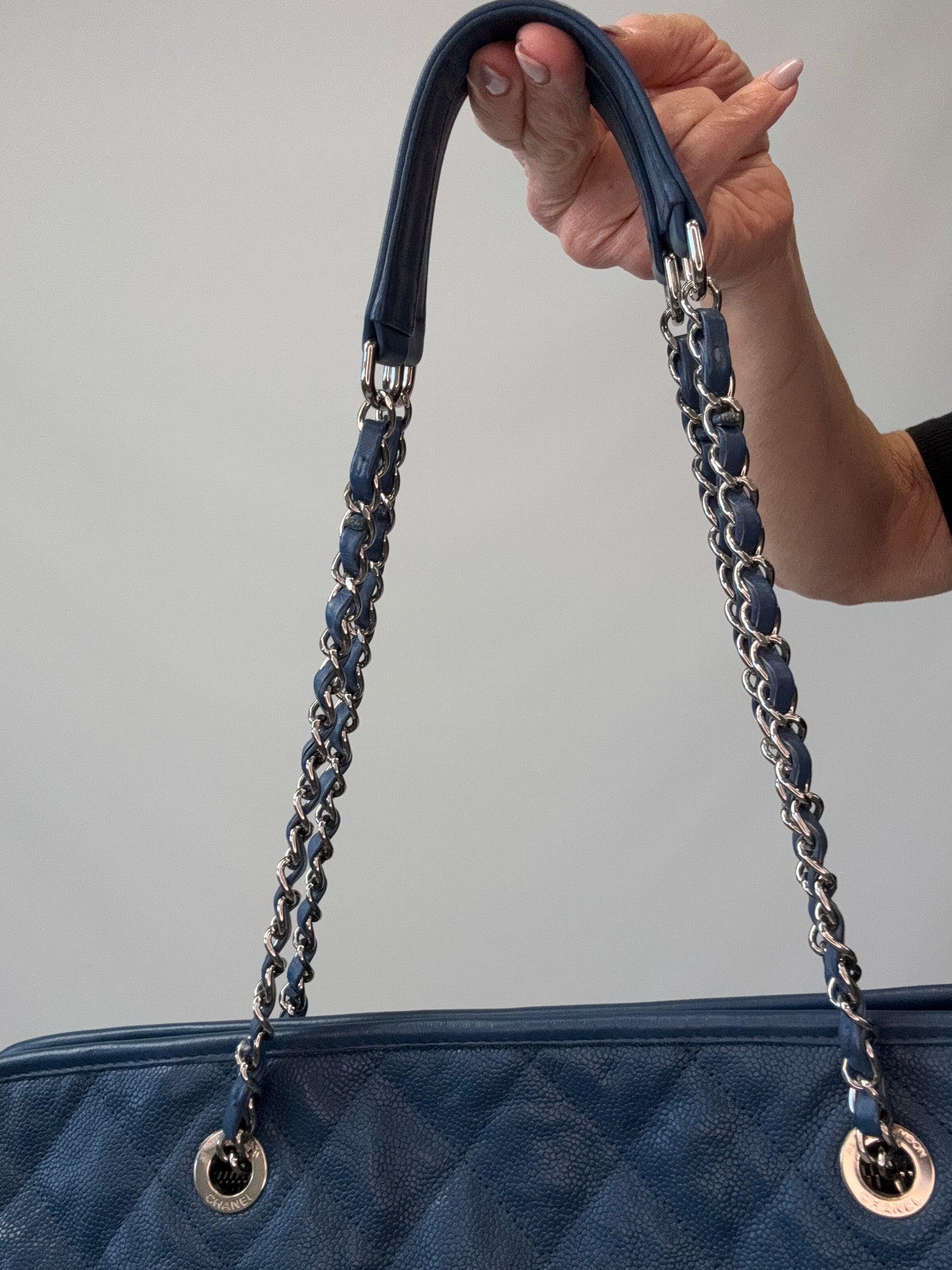 Chanel Caviar Large Quilted Tote - Blue