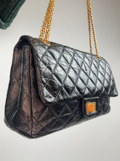 Chanel 2010–2011 2.55 Reissue 227 Double Flap Bag — Black.