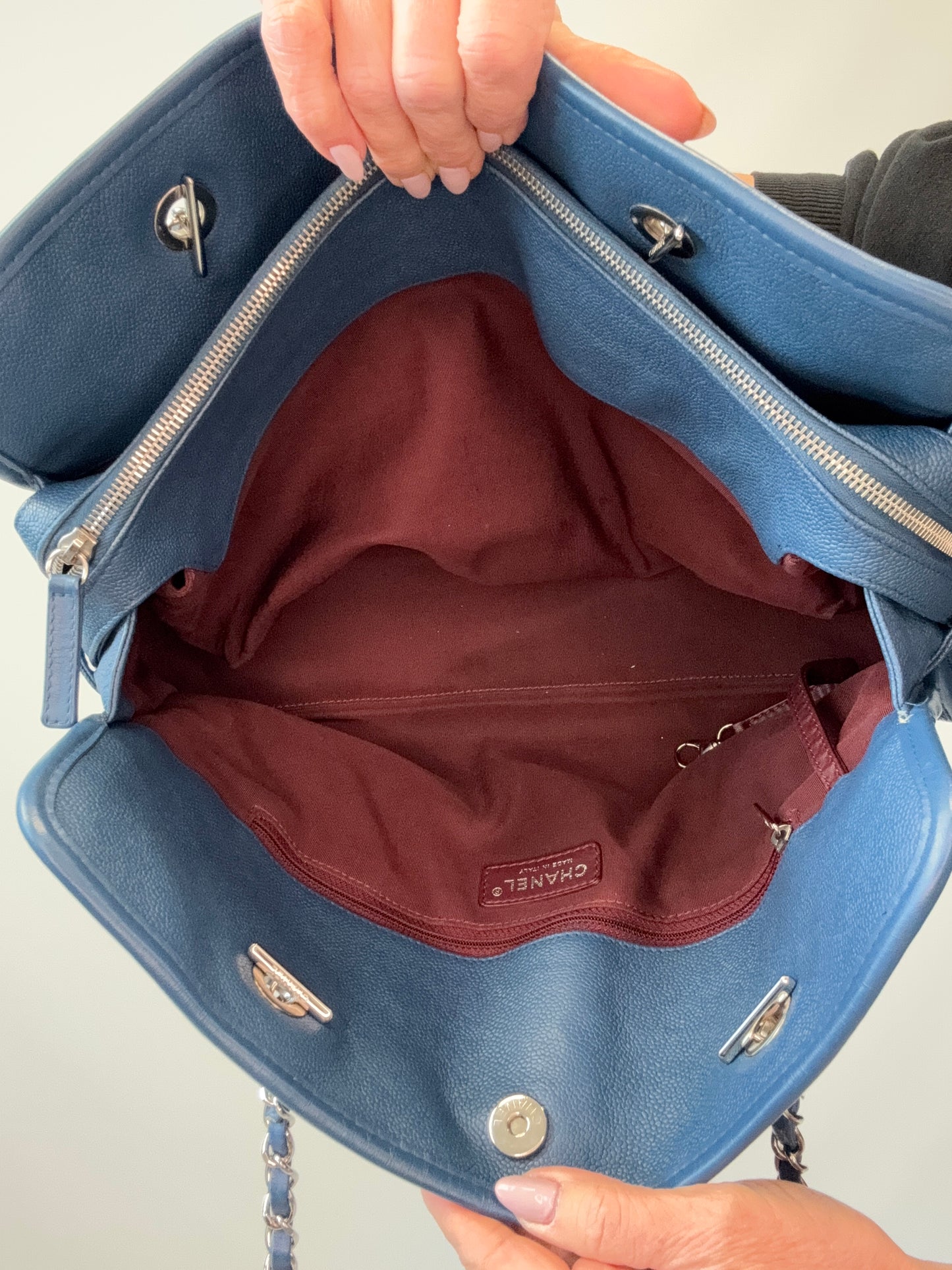 Chanel Caviar Large Quilted Tote - Blue