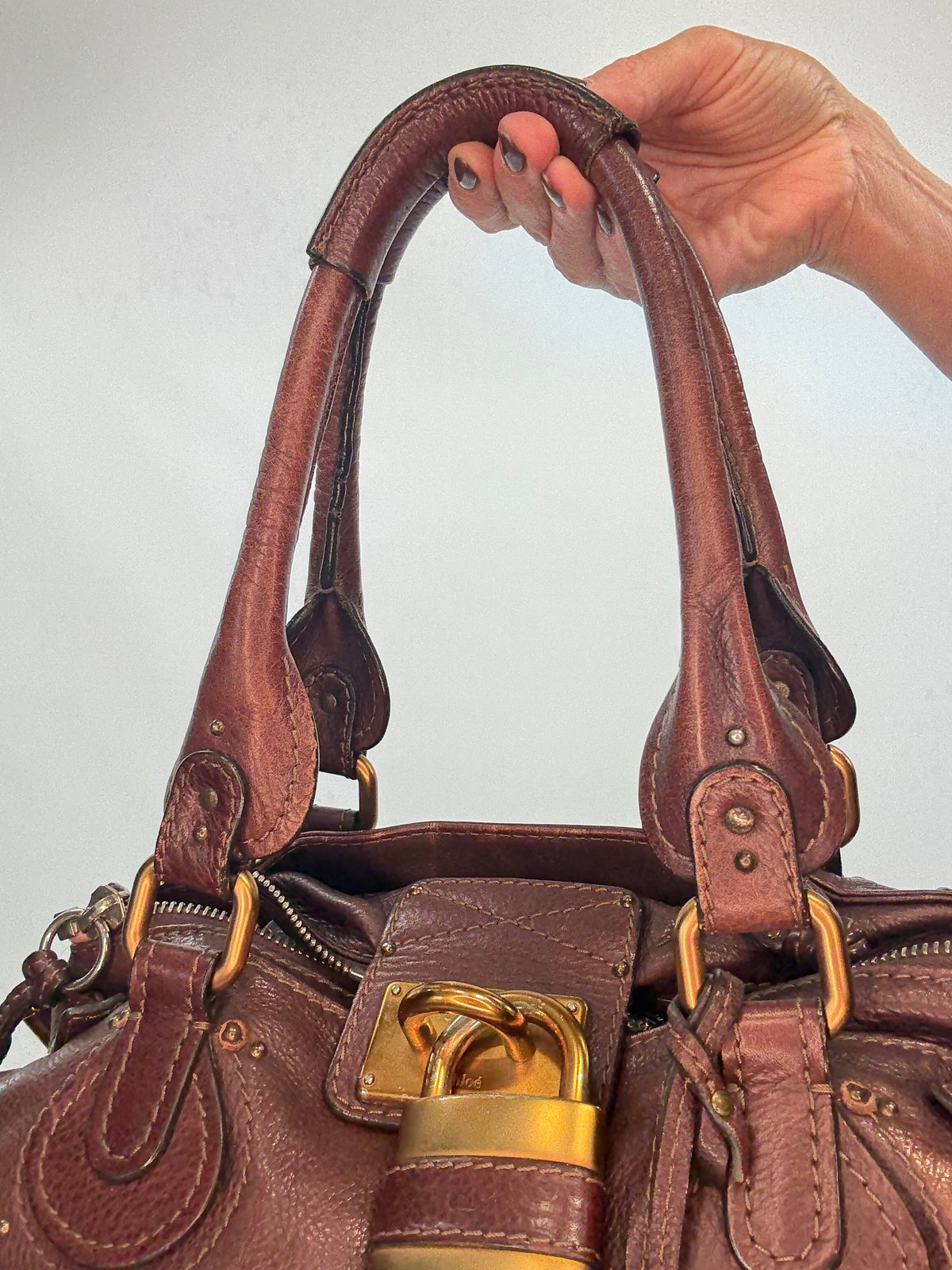 Chloé Paddington Leather Satchel — Chocolate Brown.