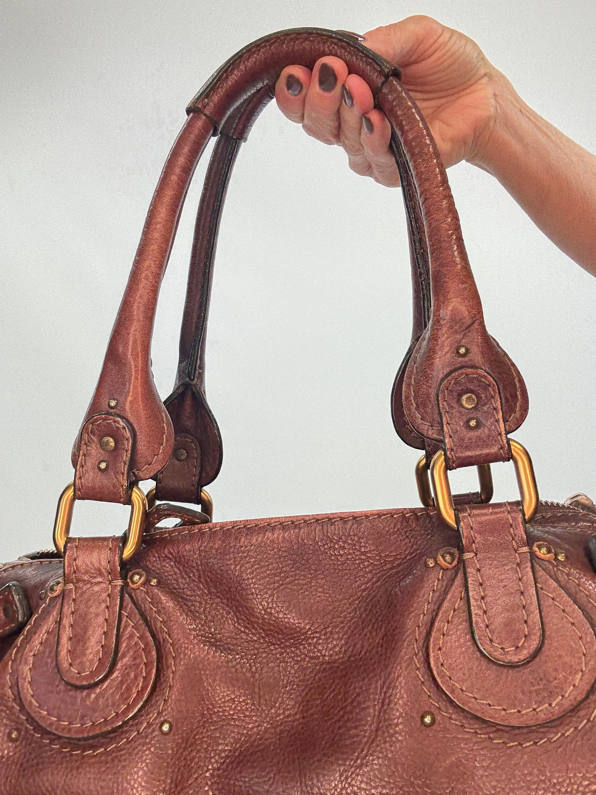 Chloé Paddington Leather Satchel — Chocolate Brown.