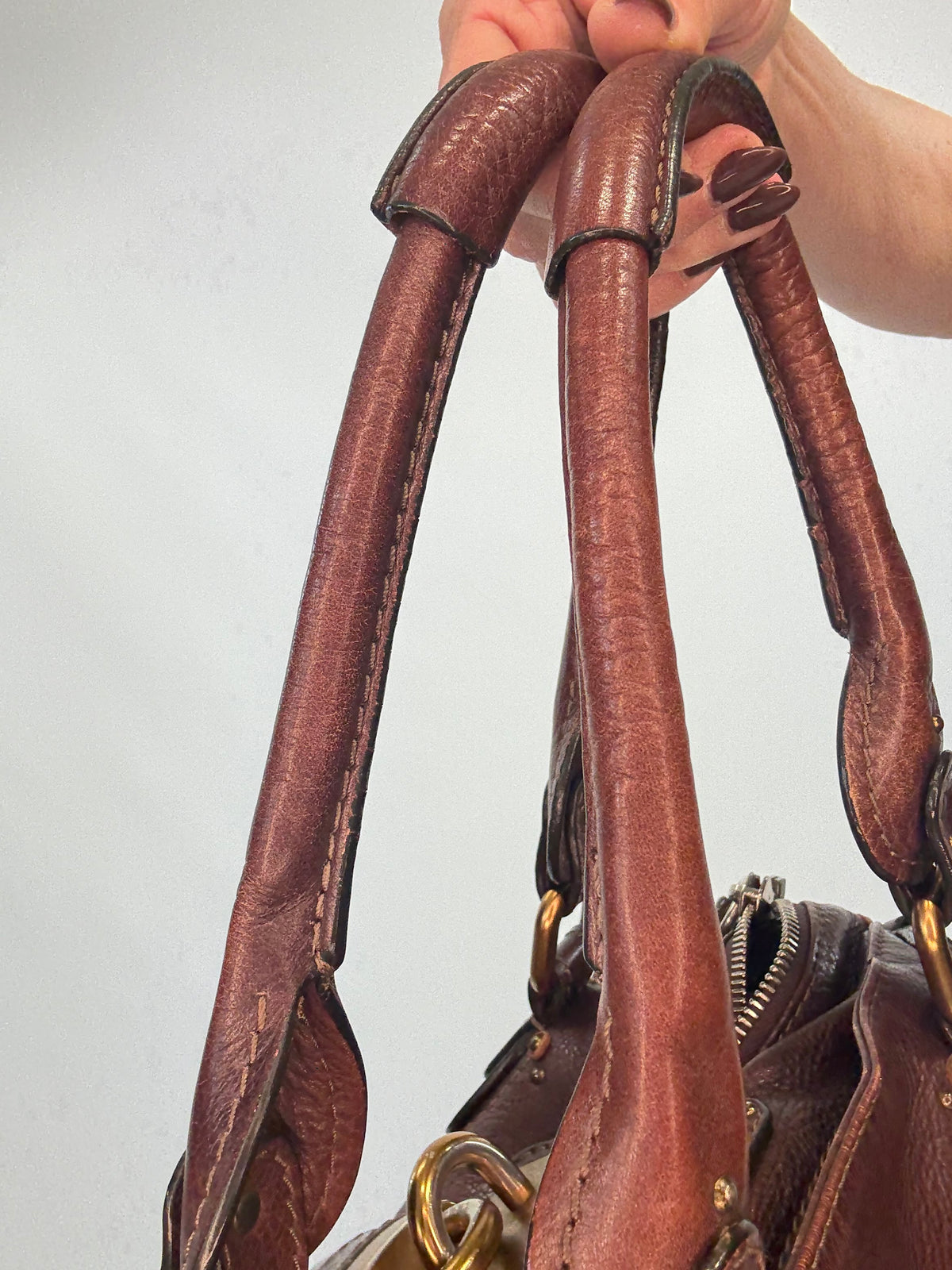 Chloé Paddington Leather Satchel — Chocolate Brown.
