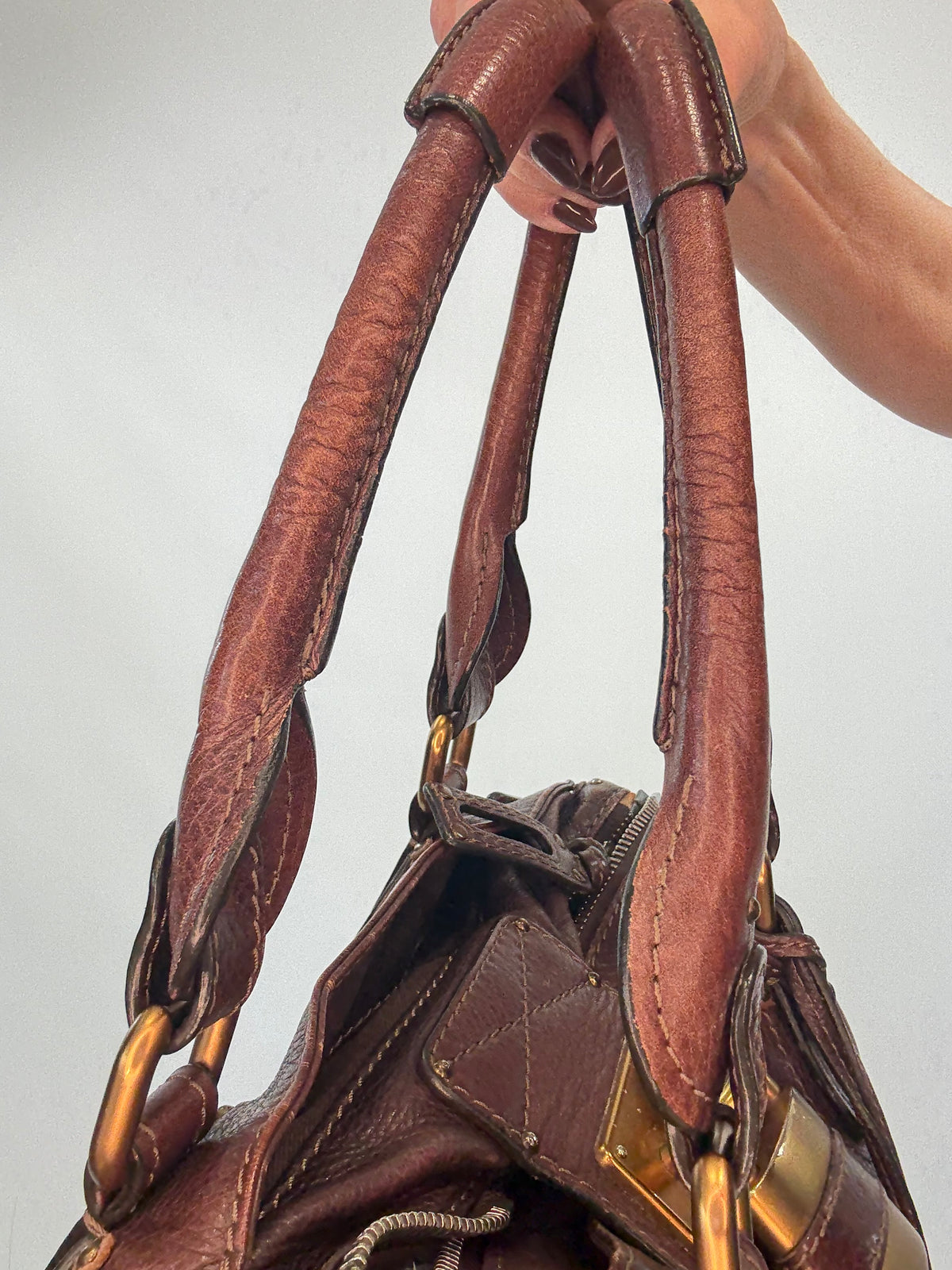 Chloé Paddington Leather Satchel — Chocolate Brown.