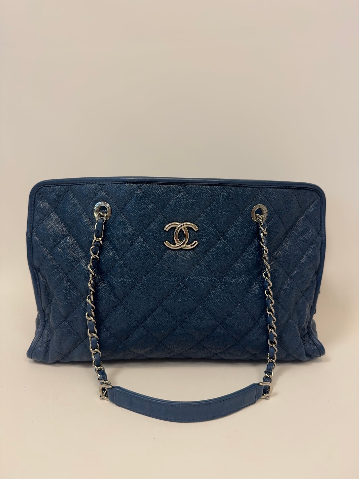 Chanel Caviar Large Quilted Tote - Blue