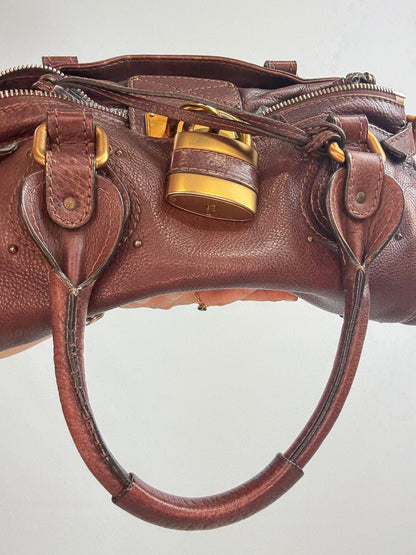 Chloé Paddington Leather Satchel — Chocolate Brown.