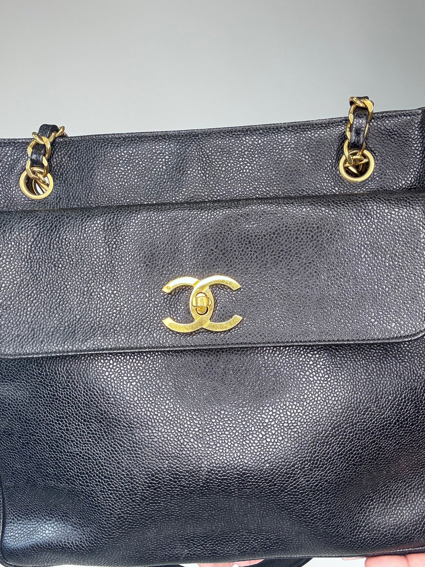 Chanel Rare Cocomark Double Sided Tote Caviar Black