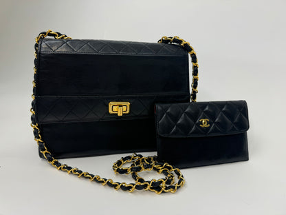 CHANEL Trapezoid Flap Bag Lambskin With Pouch