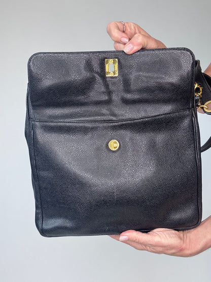 Chanel Rare Cocomark Double Sided Tote Caviar Black