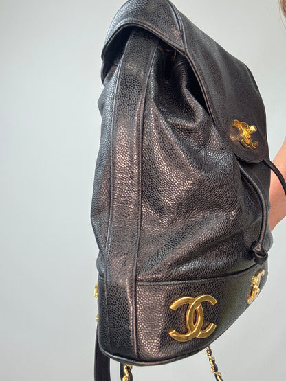 Chanel Vinatge Triple CC Caviar Backpack