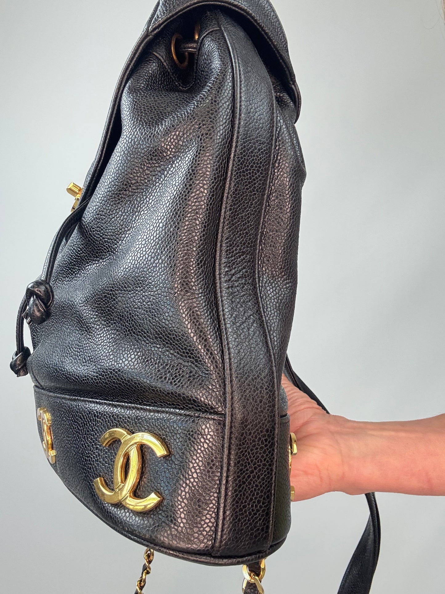 Chanel Vinatge Triple CC Caviar Backpack