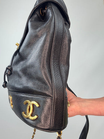 Chanel Vinatge Triple CC Caviar Backpack